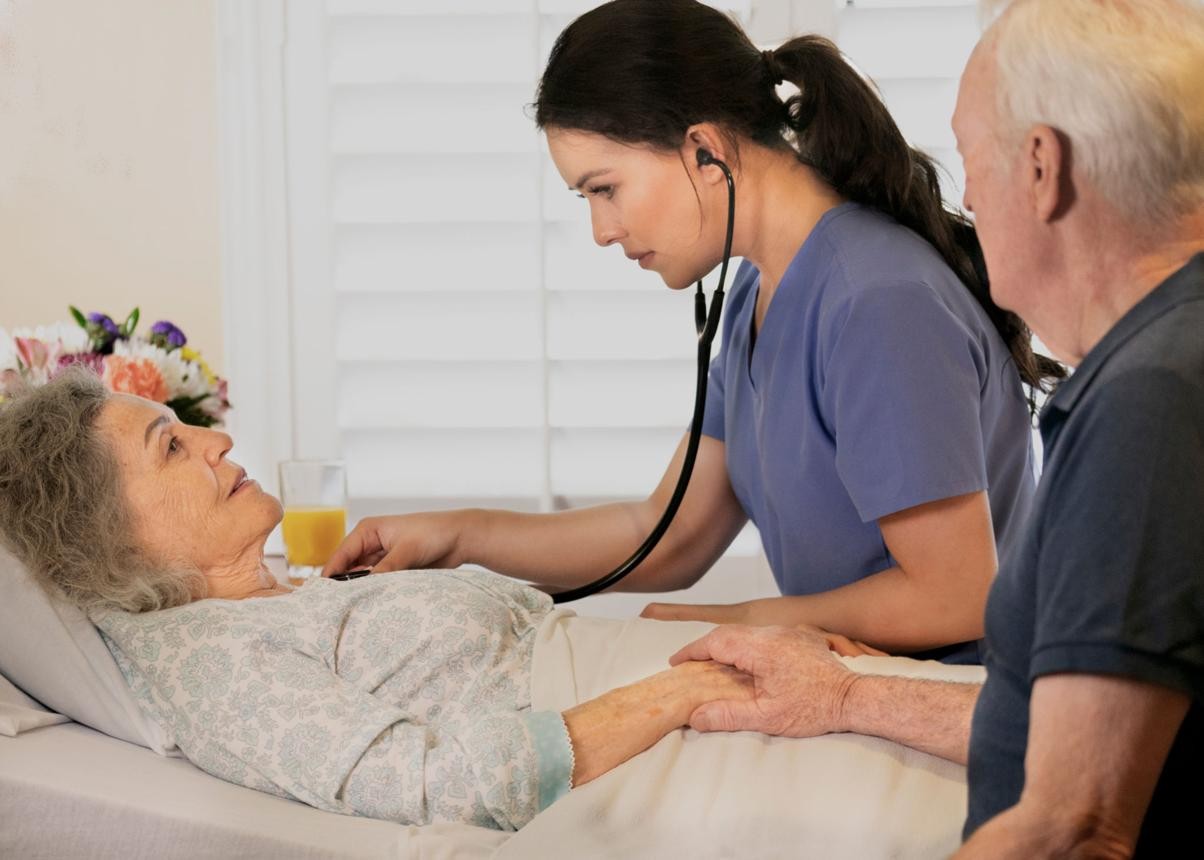 Patient recovering at home after hospital stay