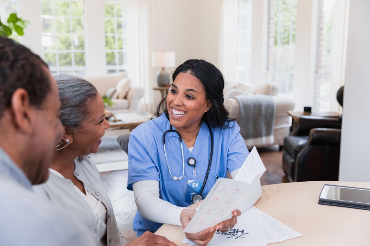 Clinical professional providing medical care support in a facility setting