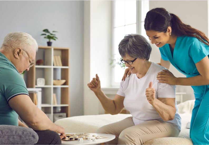 Compassionate in-home memory care caregiver supporting a senior in Plano